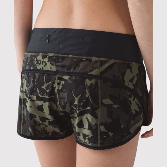 Lululemon Womens Short Green Speed Camouflage Athletic Running Stretch Size 4 - Picture 9 of 10